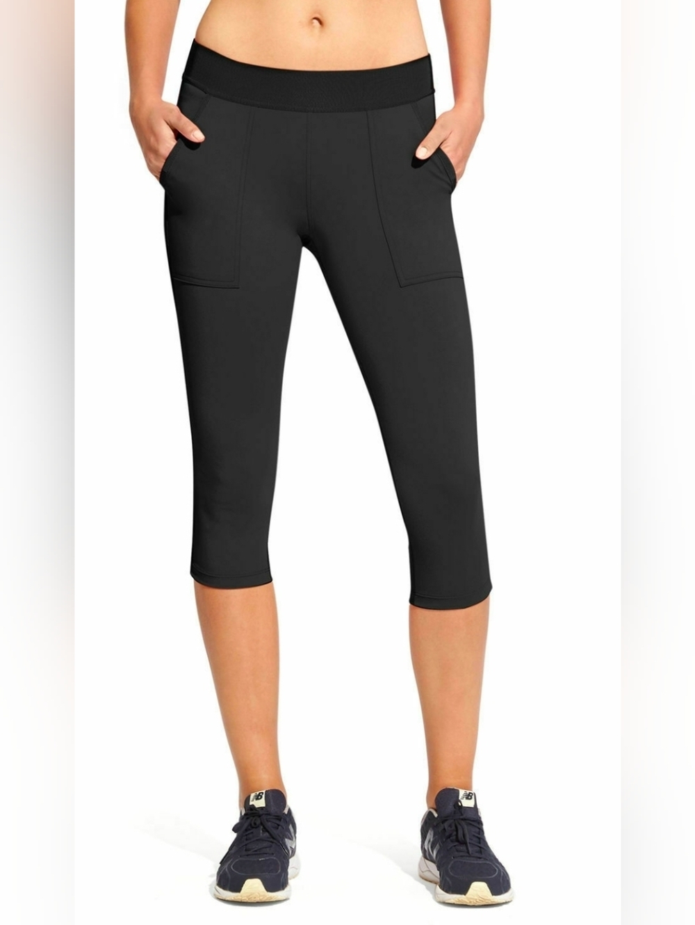 Derek Lam 10C Athleta Chelsea Black Capri Pants with Front Pockets Size XS